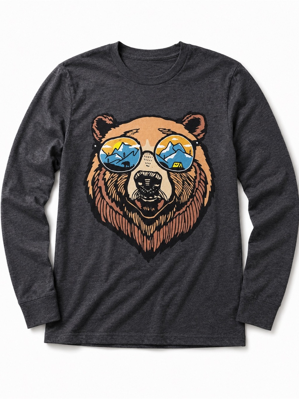 Ocean Current Charcoal Bear Graphic Long Sleeve‎ Tee